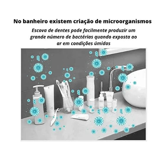 Suporte Automático para Escovas de Dente e Pasta – Elimina Bactérias e Germes com Higiene e Praticidade