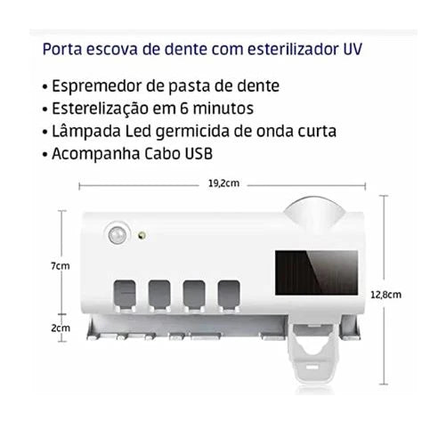 Suporte Automático para Escovas de Dente e Pasta – Elimina Bactérias e Germes com Higiene e Praticidade