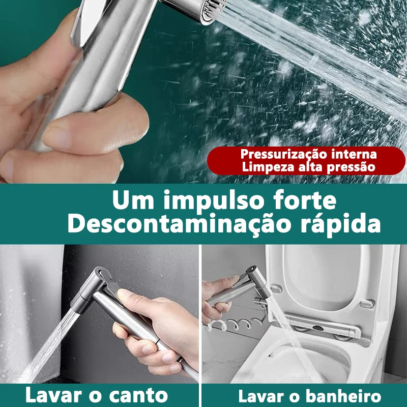 Conjunto de Ducha Higiênica Estiloso: Conforto e Elegância em Aço Inoxidável!