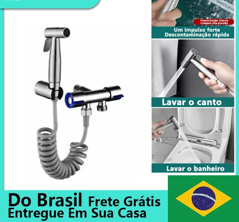 Conjunto de Ducha Higiênica Estiloso: Conforto e Elegância em Aço Inoxidável!